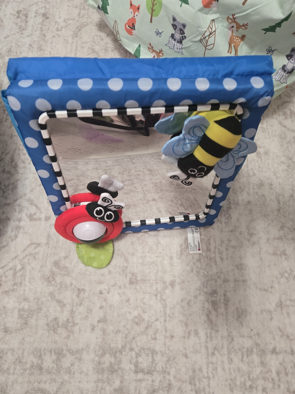 Sassy Jones Blue Polka Dot Mirror with Bee and Red Ladybug Toys